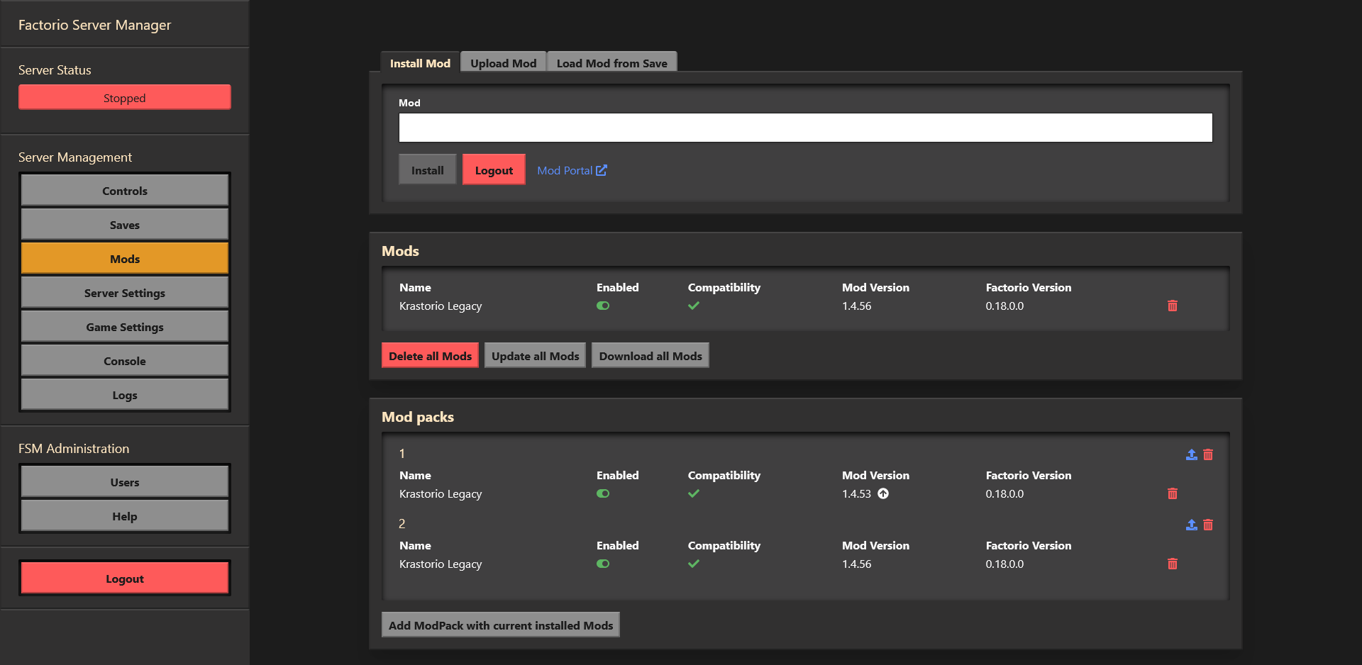Factorio Server Manager Screenshot