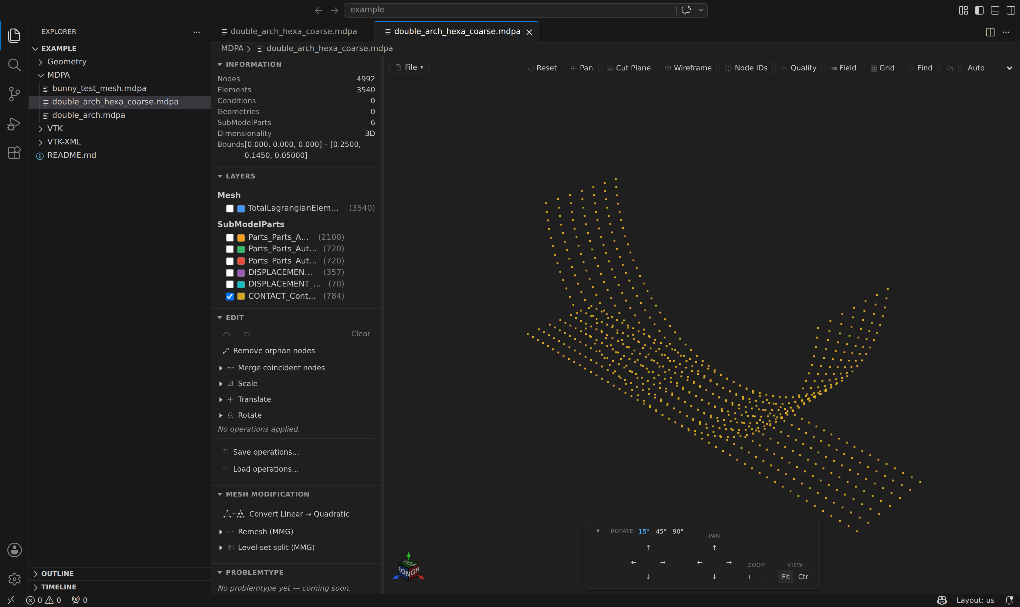 One SubModelPart isolated: the full mesh hidden, a single sub-region shown in its layer color