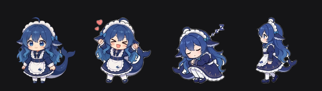 预览:idle / joy / sleep / walk 四个姿态