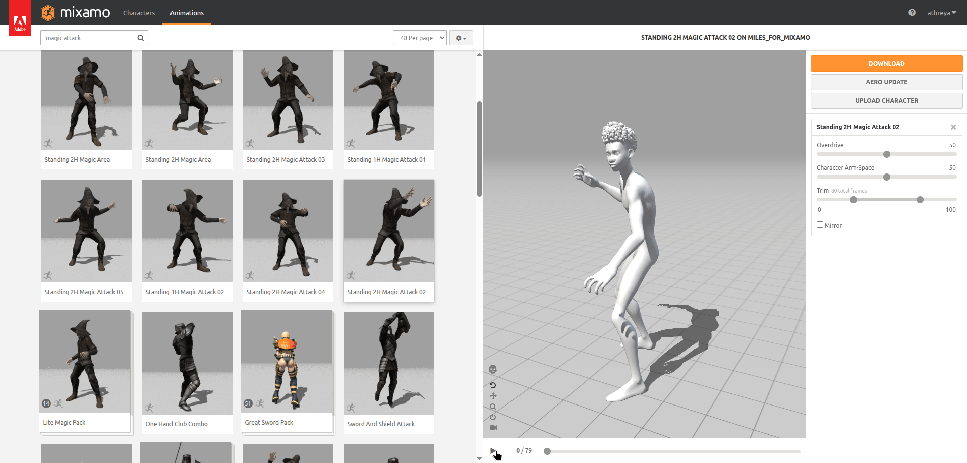 Miles doing an attack animation