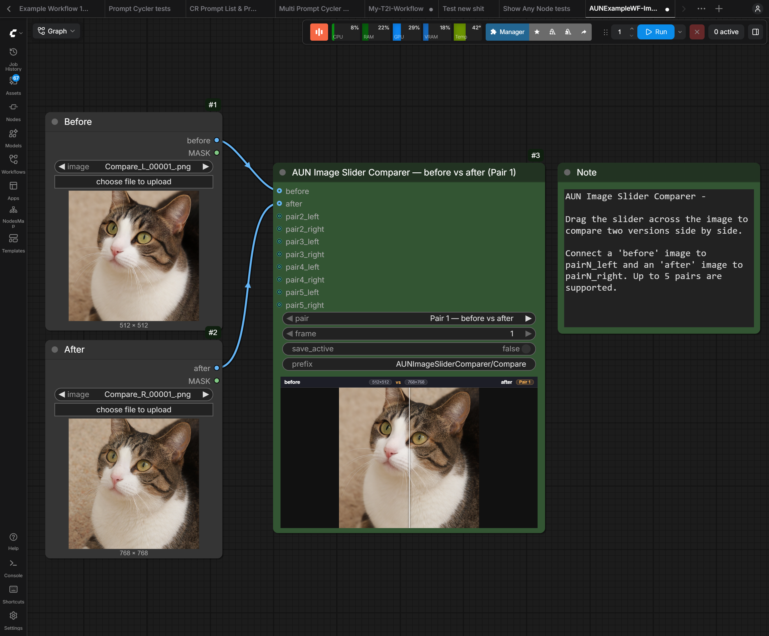 Image Slider Comparer workflow example