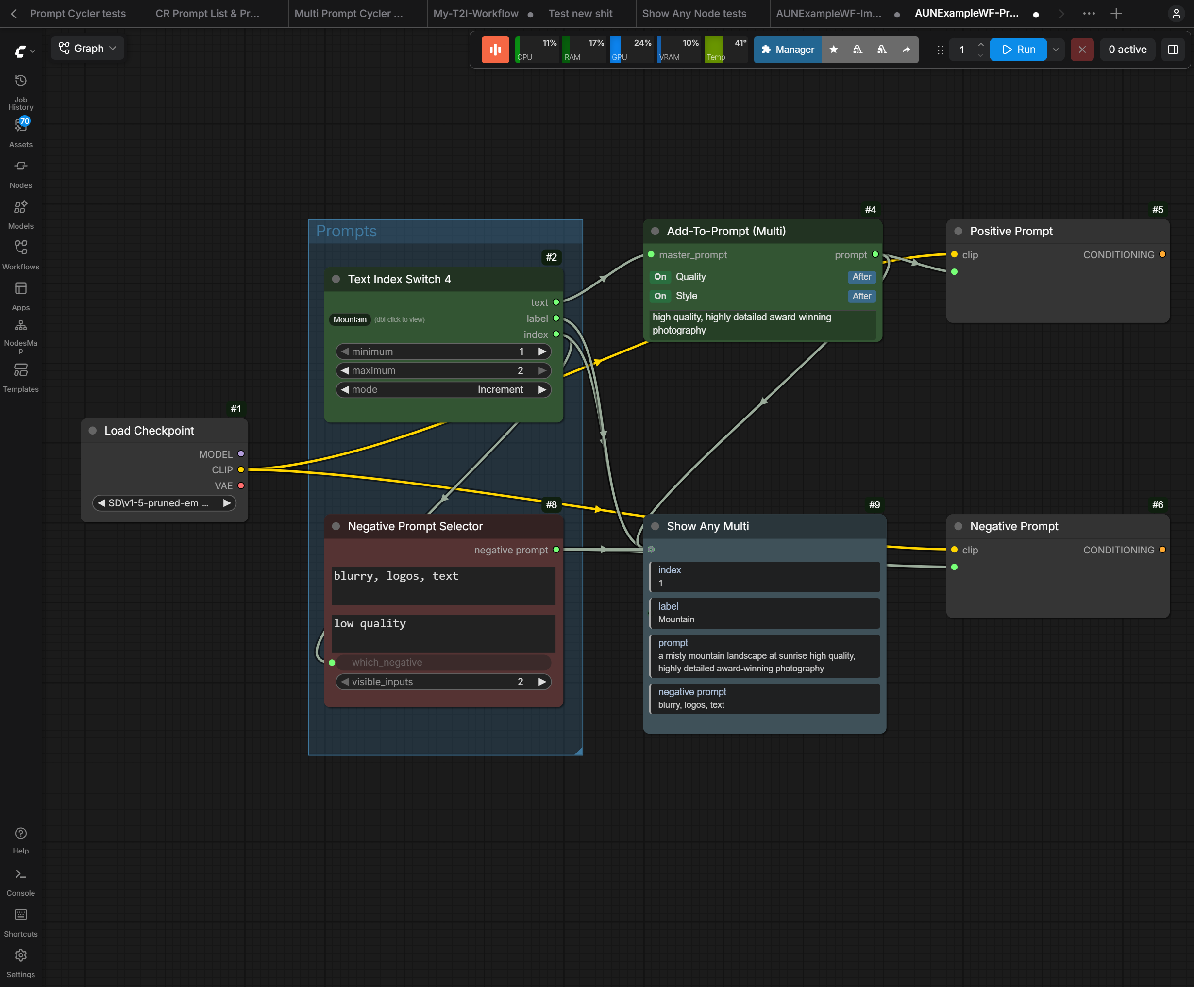 Prompts showcase workflow example