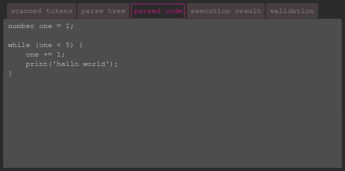 parsed code