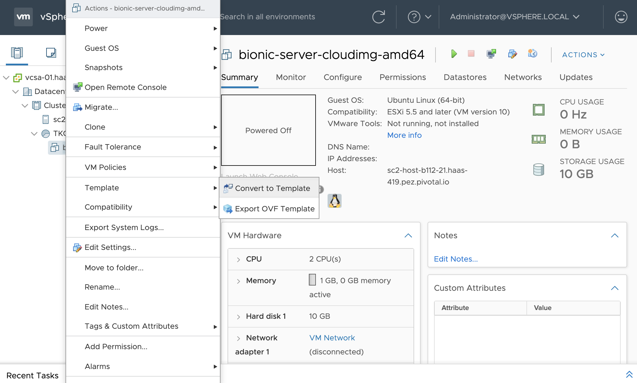 Convert VM to template