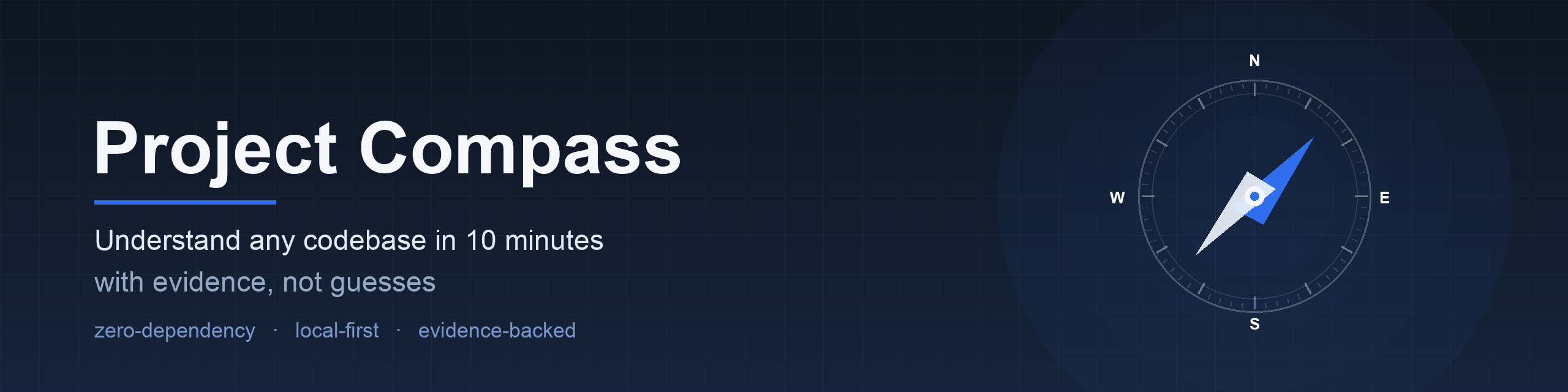 Project Compass — understand any codebase in 10 minutes, with evidence not guesses