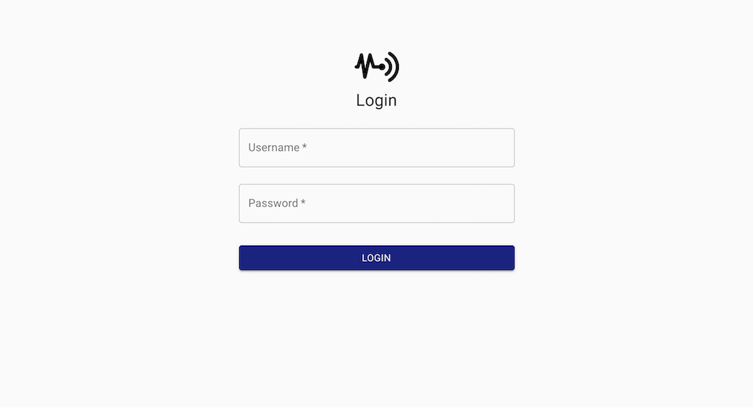 Screenshot of login page