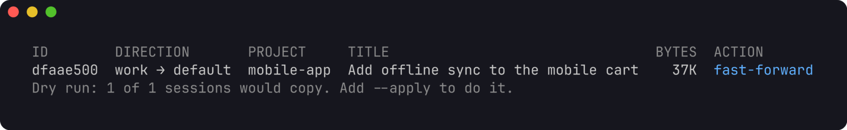 ccli copy dry run