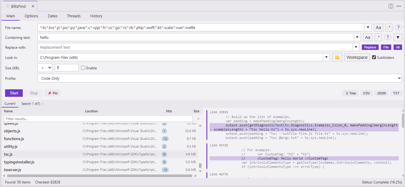 BlitzFind Screenshot