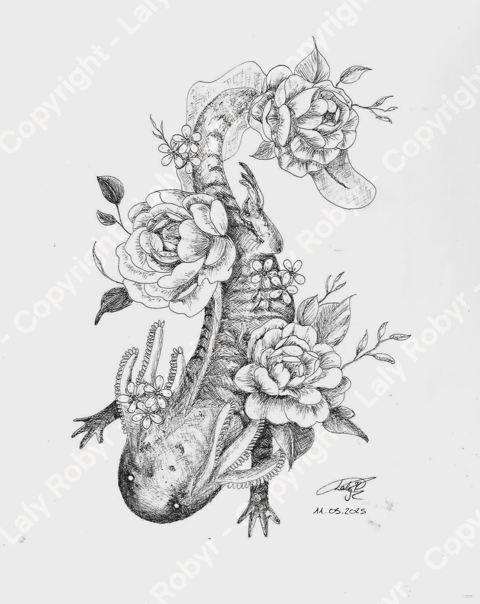 Axolotl in the roses