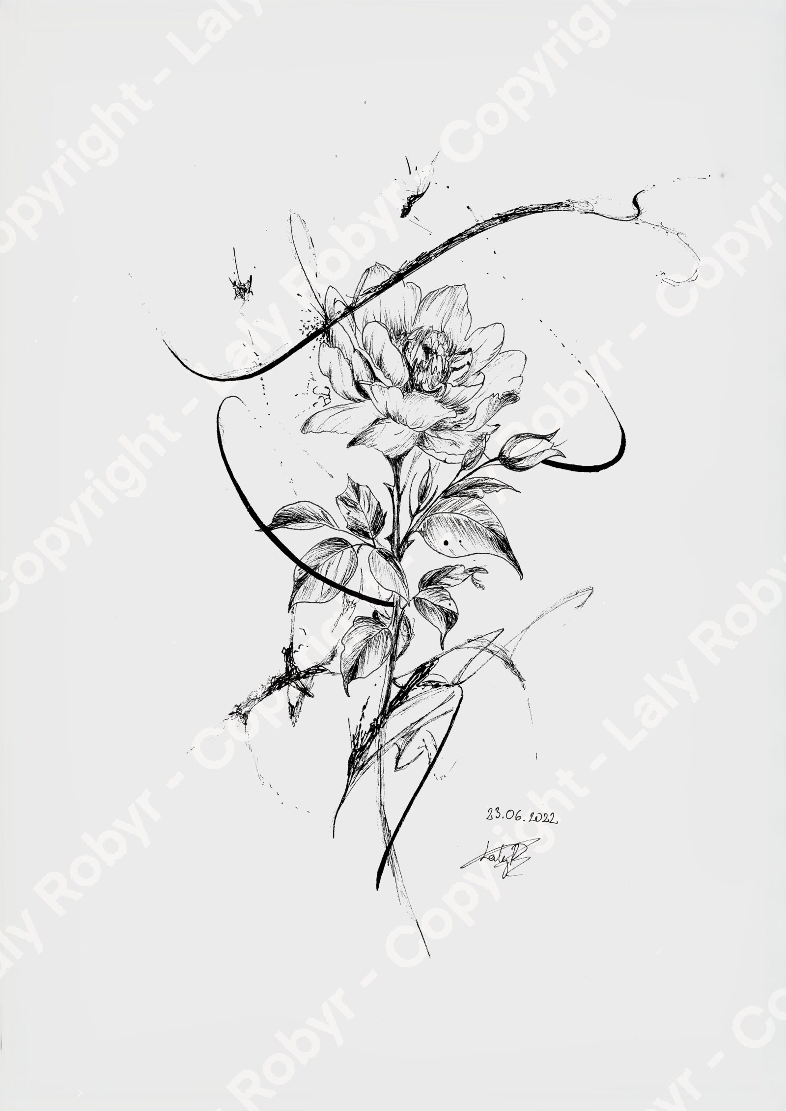 Fleur à l'encre