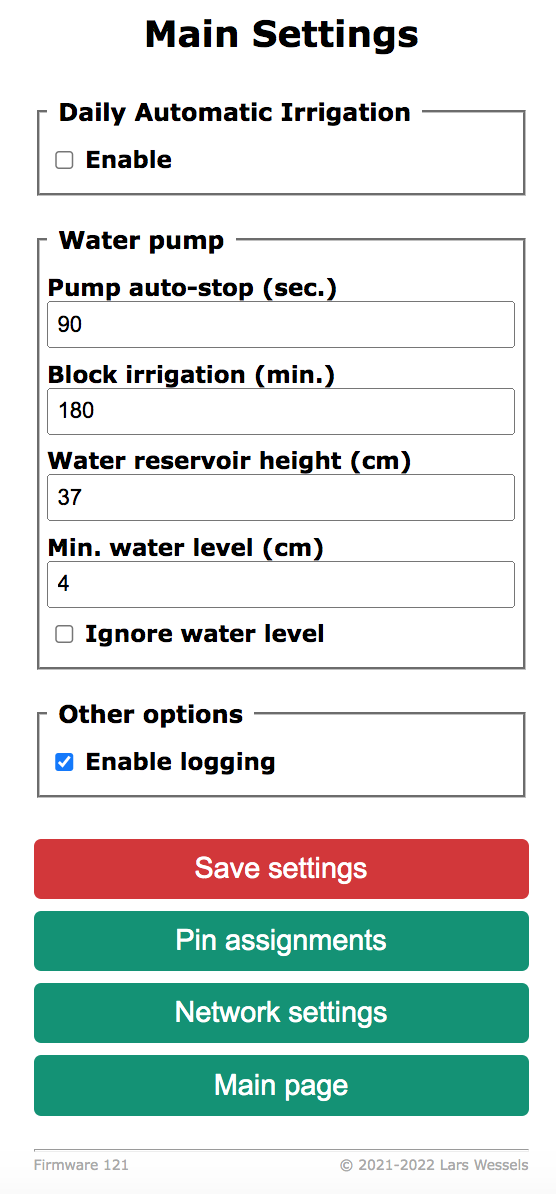 web ui main settings