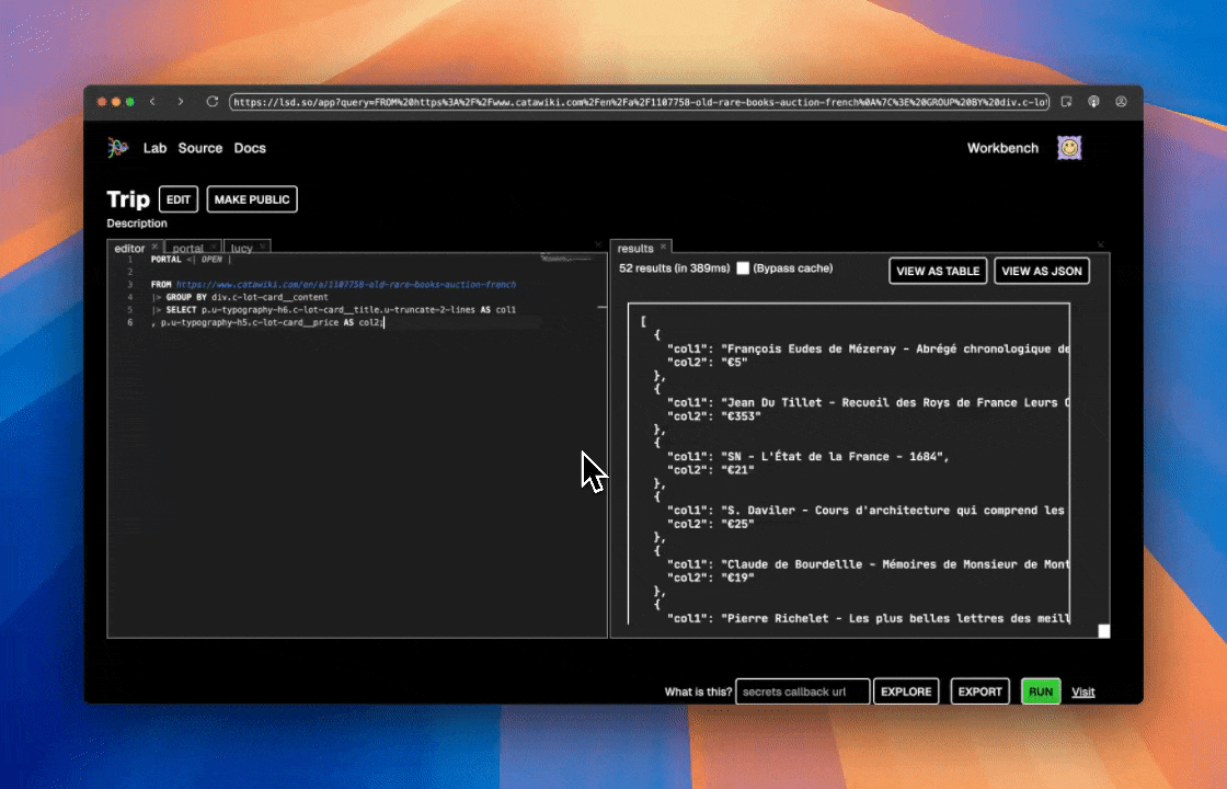 Screen recording of editing LSD code