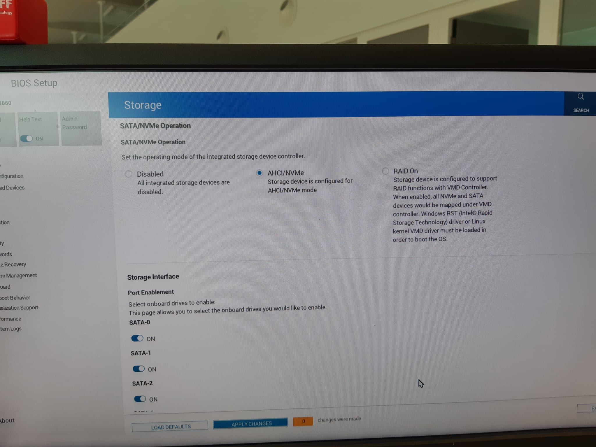 BIOS Storage Configuration