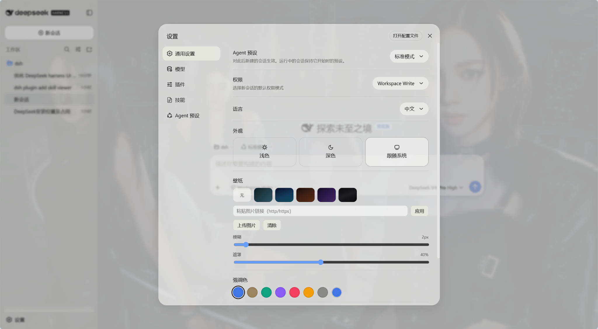 DSH appearance settings prototype
