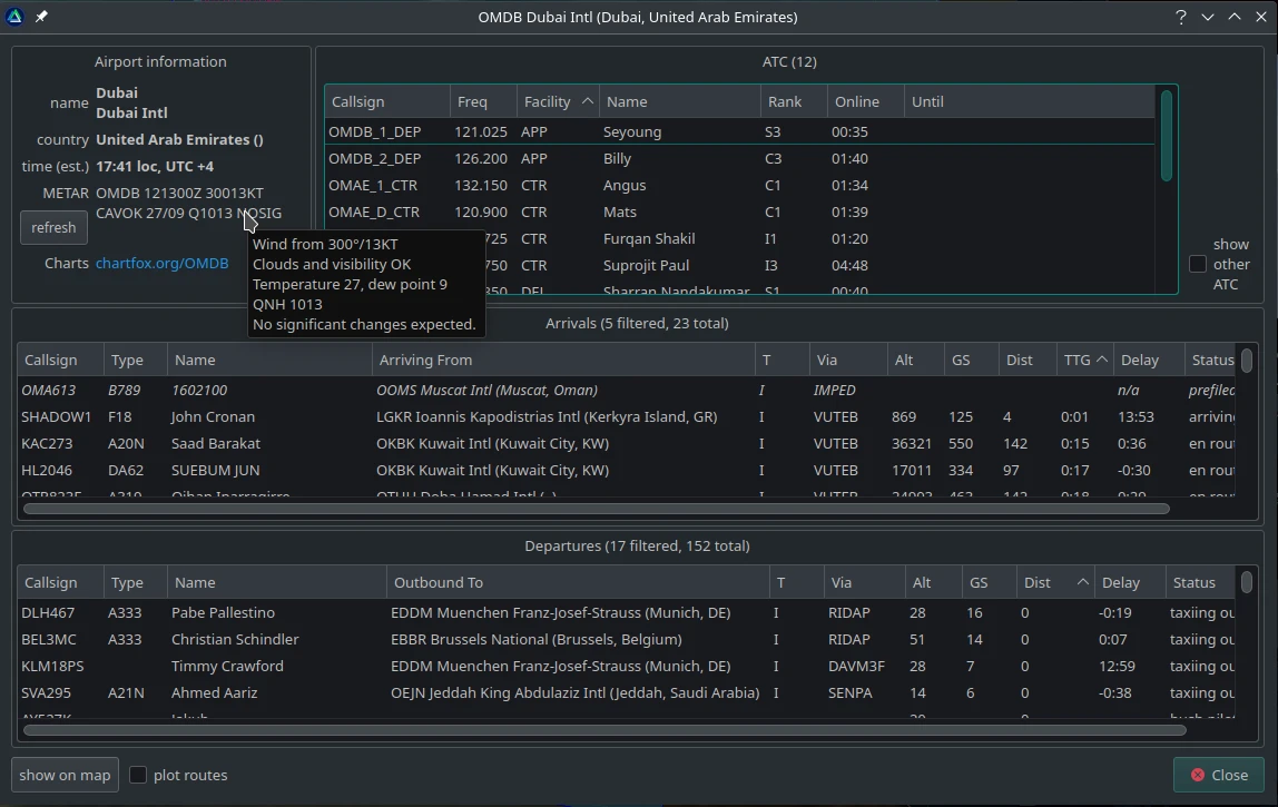 Airport details dialog