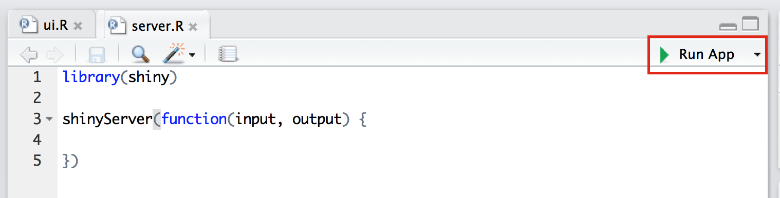 run shiny application button