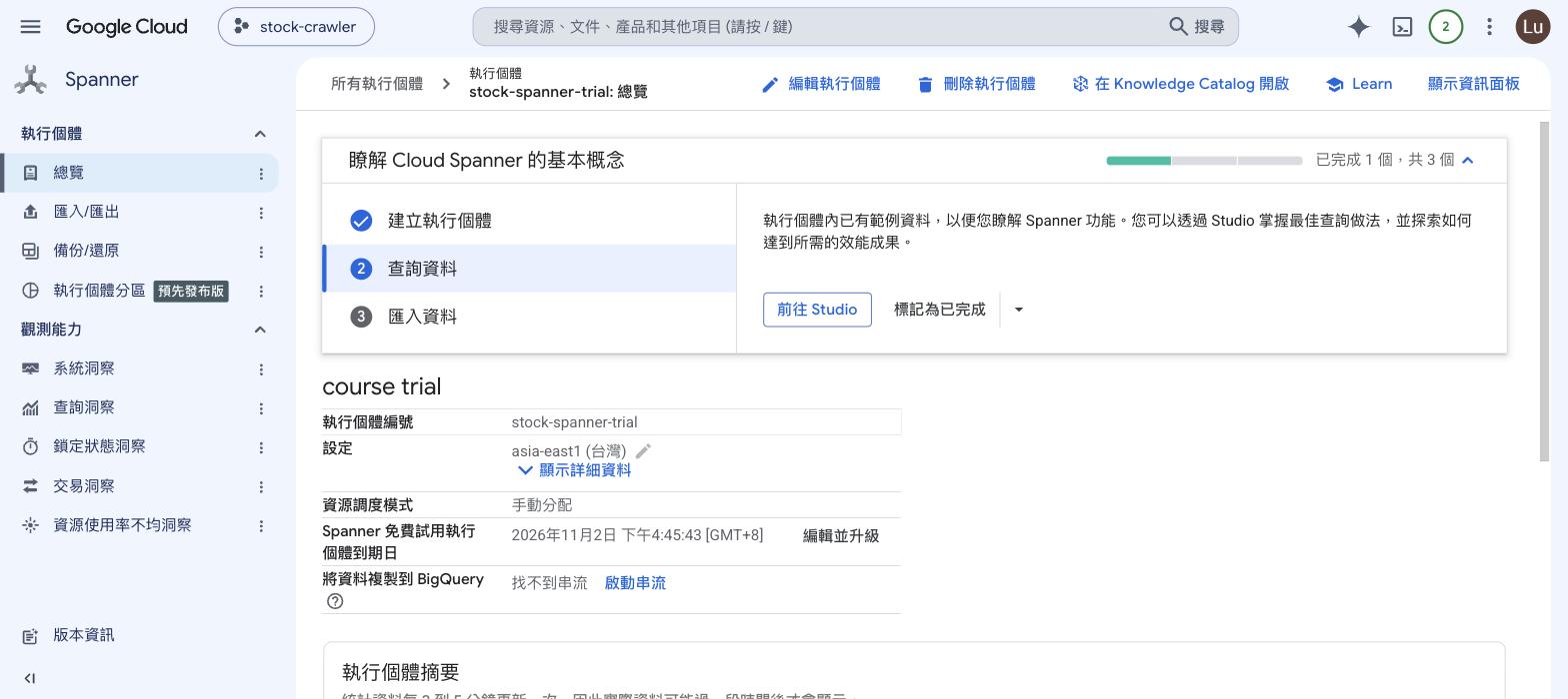Spanner 試用執行個體總覽