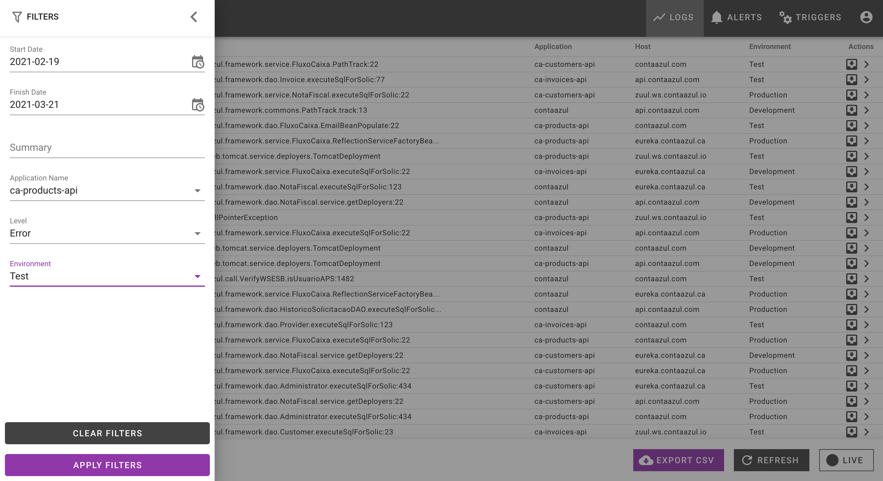 Filter Log