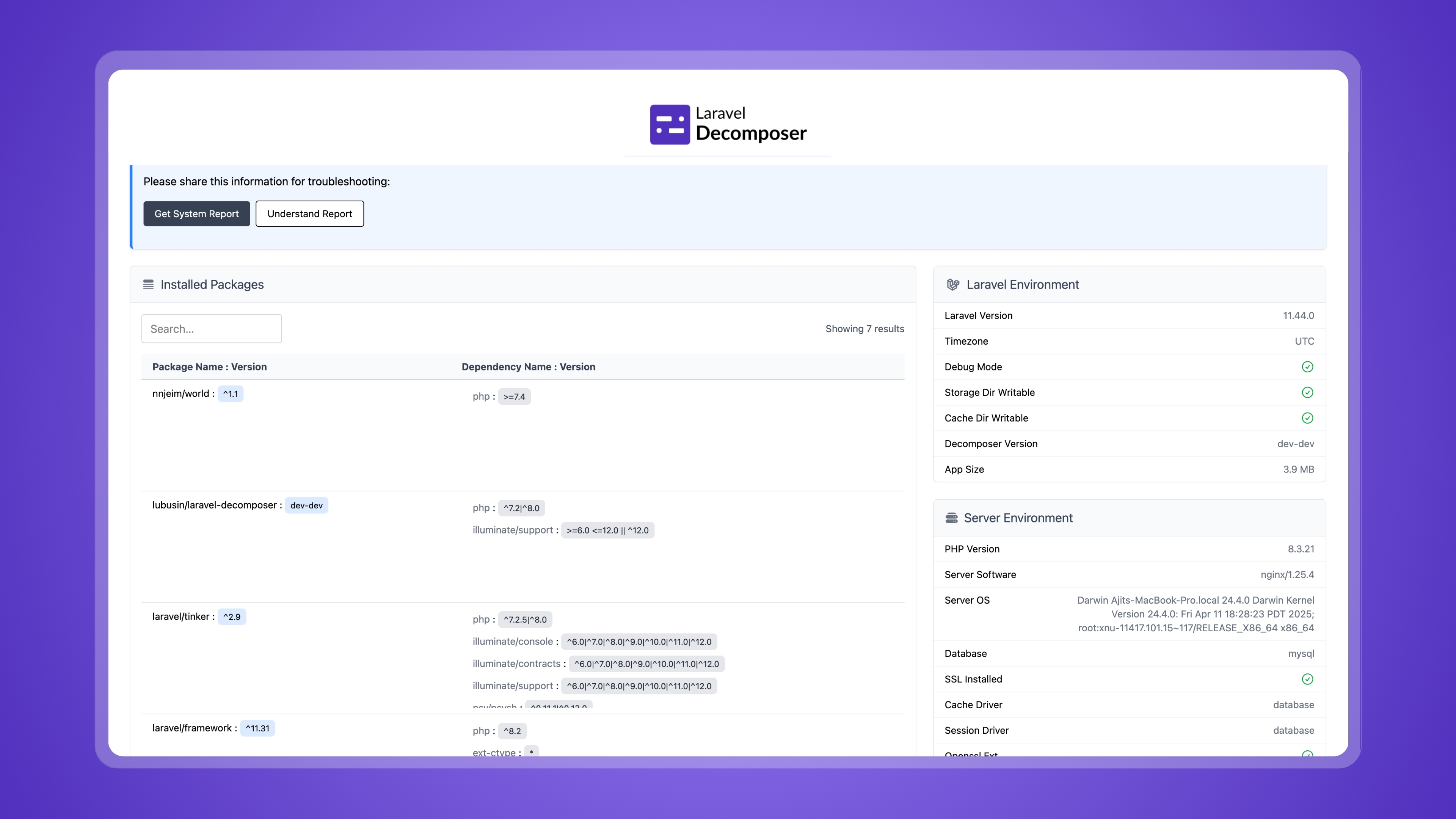 Laravel Decomposer