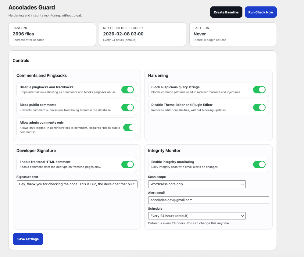 Accolades Guard Dashboard