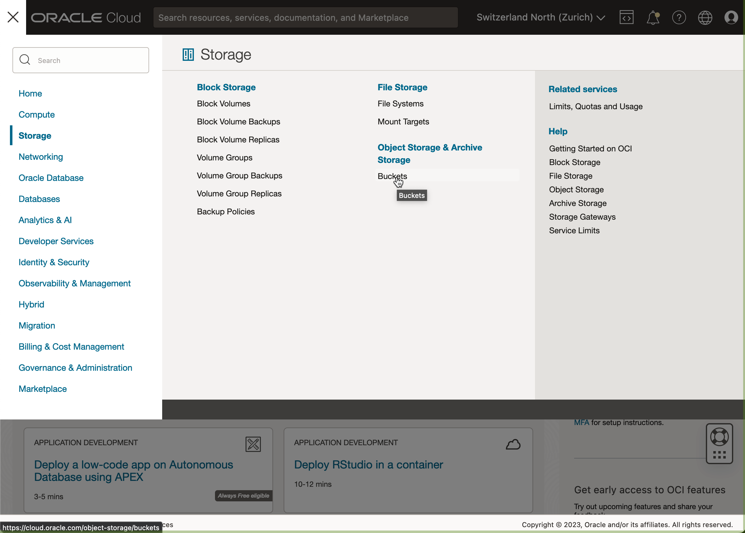 Navigation to "Storage"