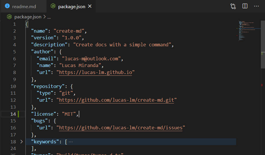 package.json example
