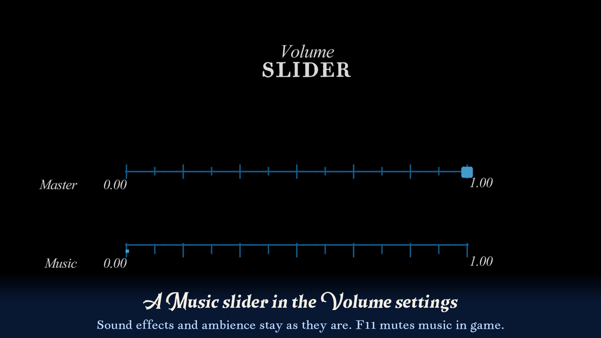 A Music slider under Master in Settings > Volume