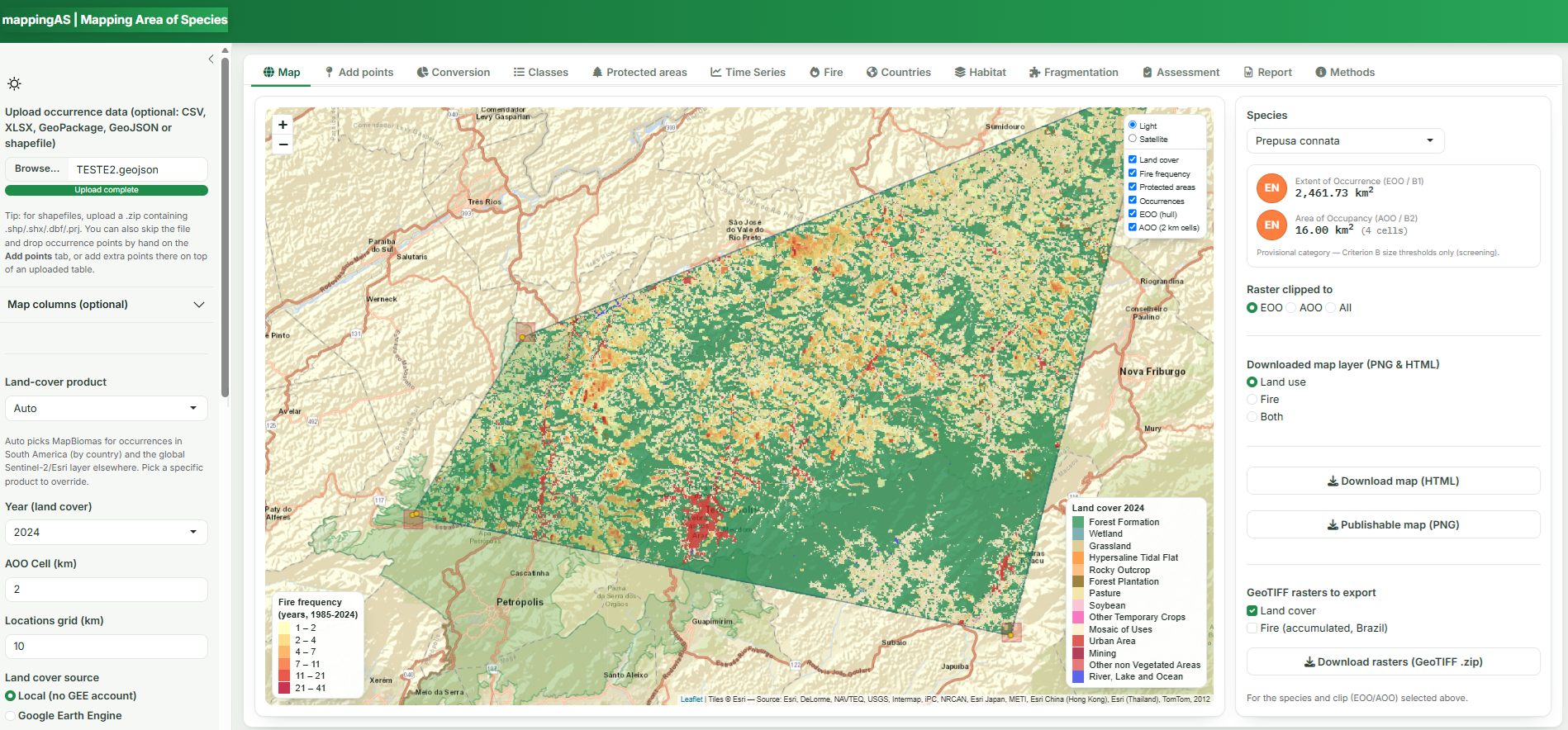 Screenshot of the mappingAS Shiny app
