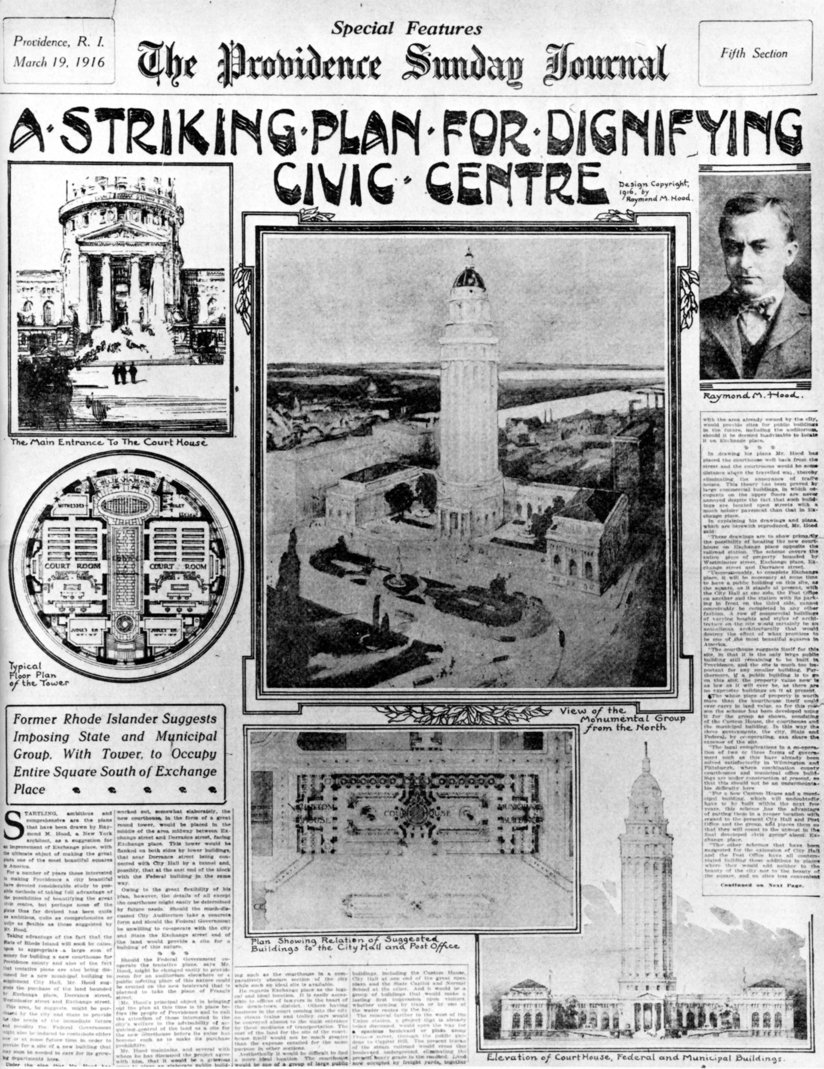 Newspaper Clipping of Plan for Providence City Center