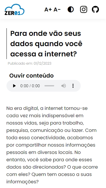 Imagem da tela inicial do site no celular 