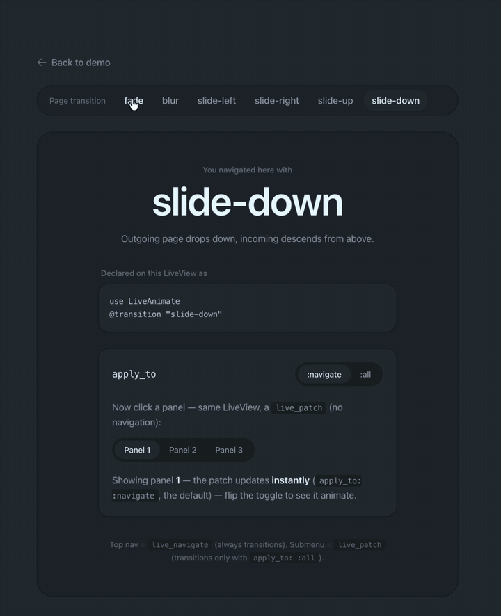 Page transitions