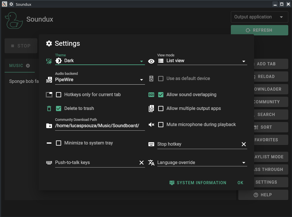 Settings Dark