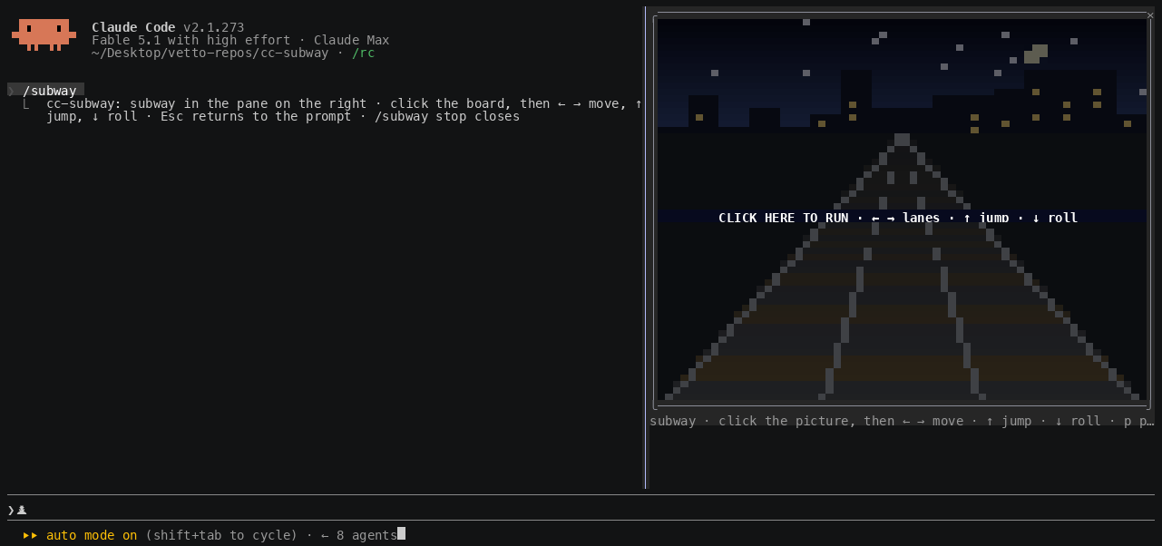 The pane just opened: the empty track, and CLICK HERE TO RUN across the middle