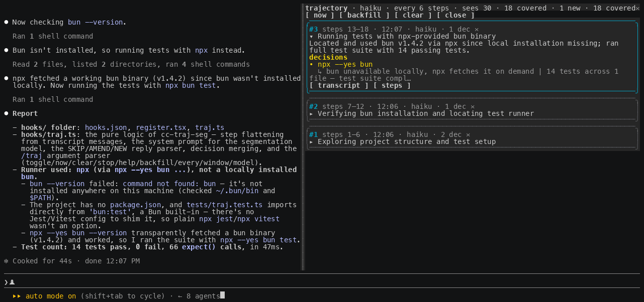 Three phase cards, the newest expanded: a one-line summary and a decisions section with each choice and its why