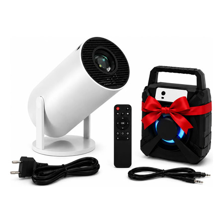 Proyector Portátil 4k Bluetooth Led+control+cable+parlante Blanco