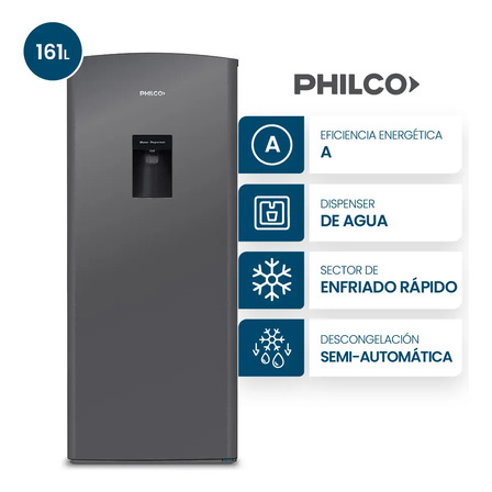 Heladera Philco One Door Cíclica con Dispenser 161L Plata- PHSD179PD2