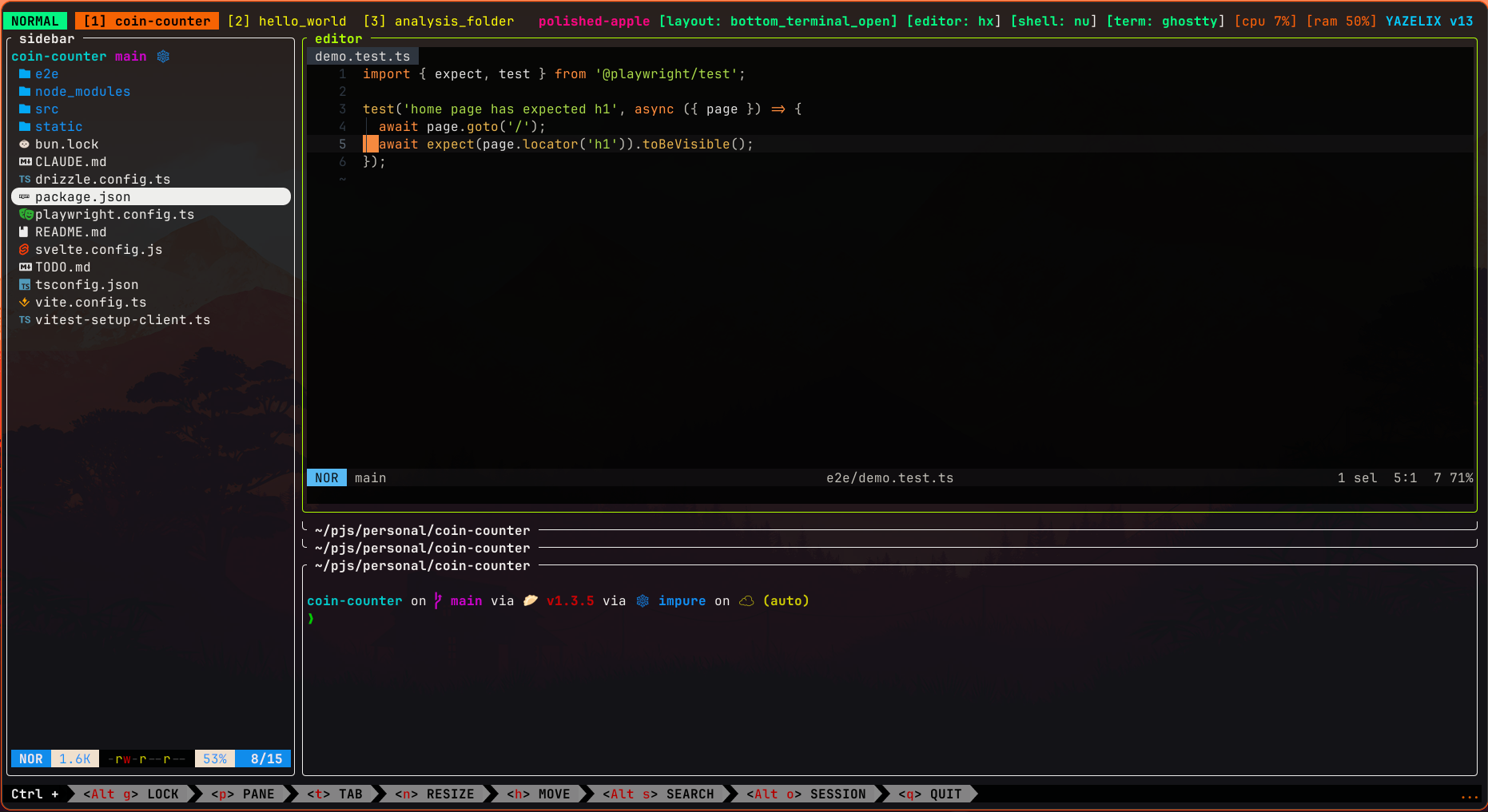 Current Yazelix workspace
