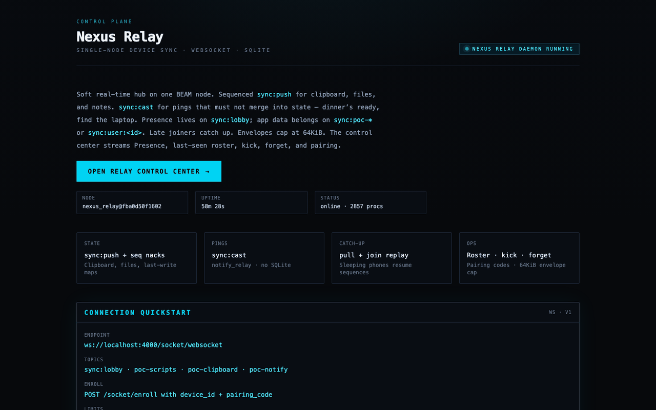 Landing, operator login, and the control-center dashboard