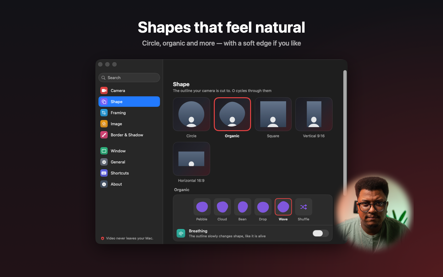 Shape settings