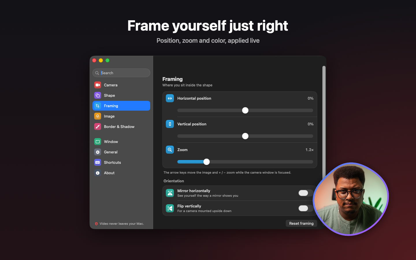 Framing settings