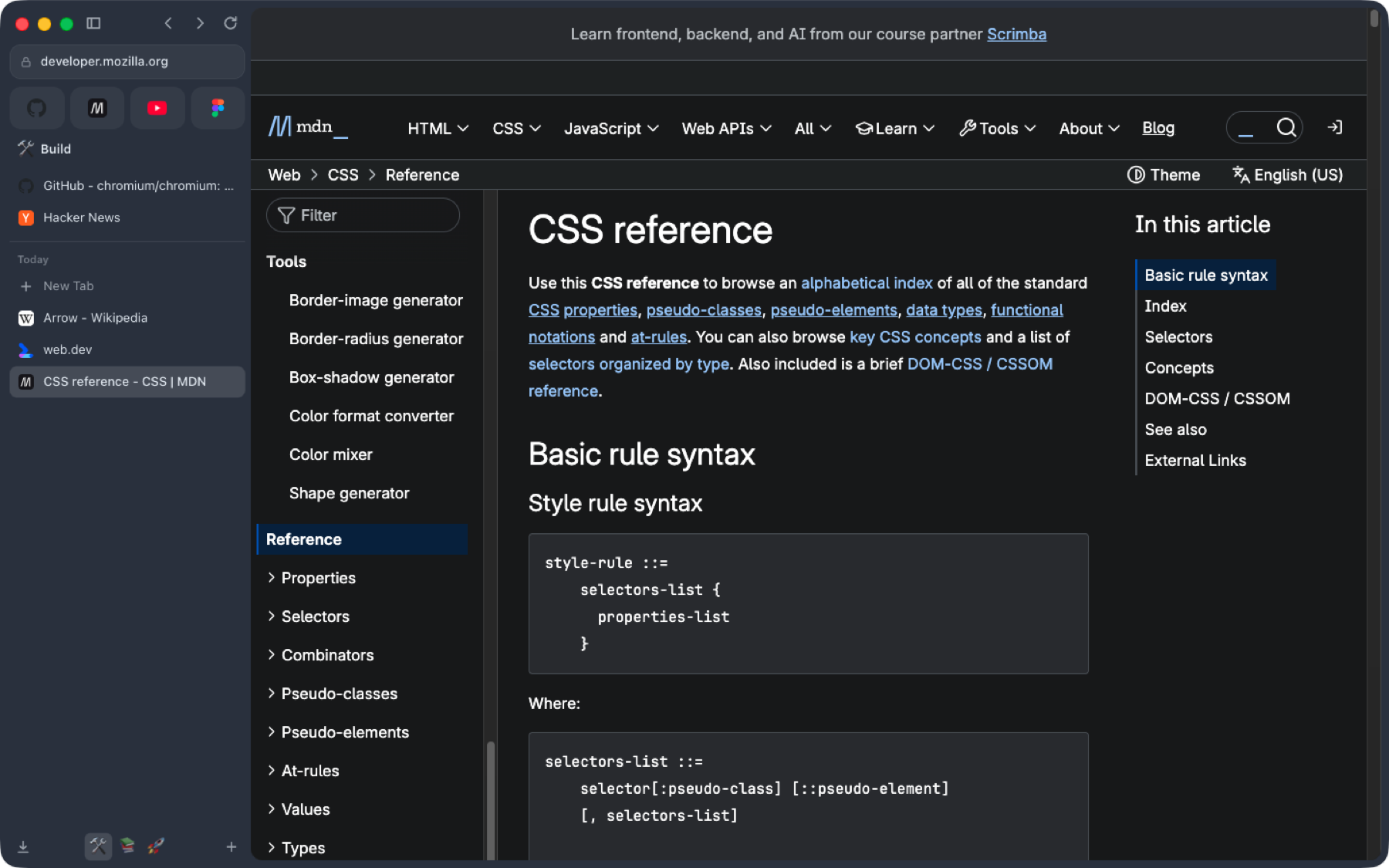 Flecha in dark mode, with the Space colour turned into a deep tint