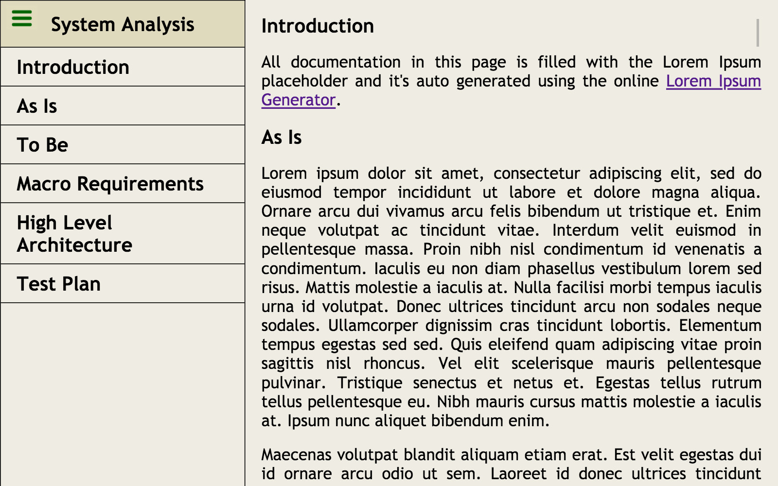 A picture of Technical Documentation Page