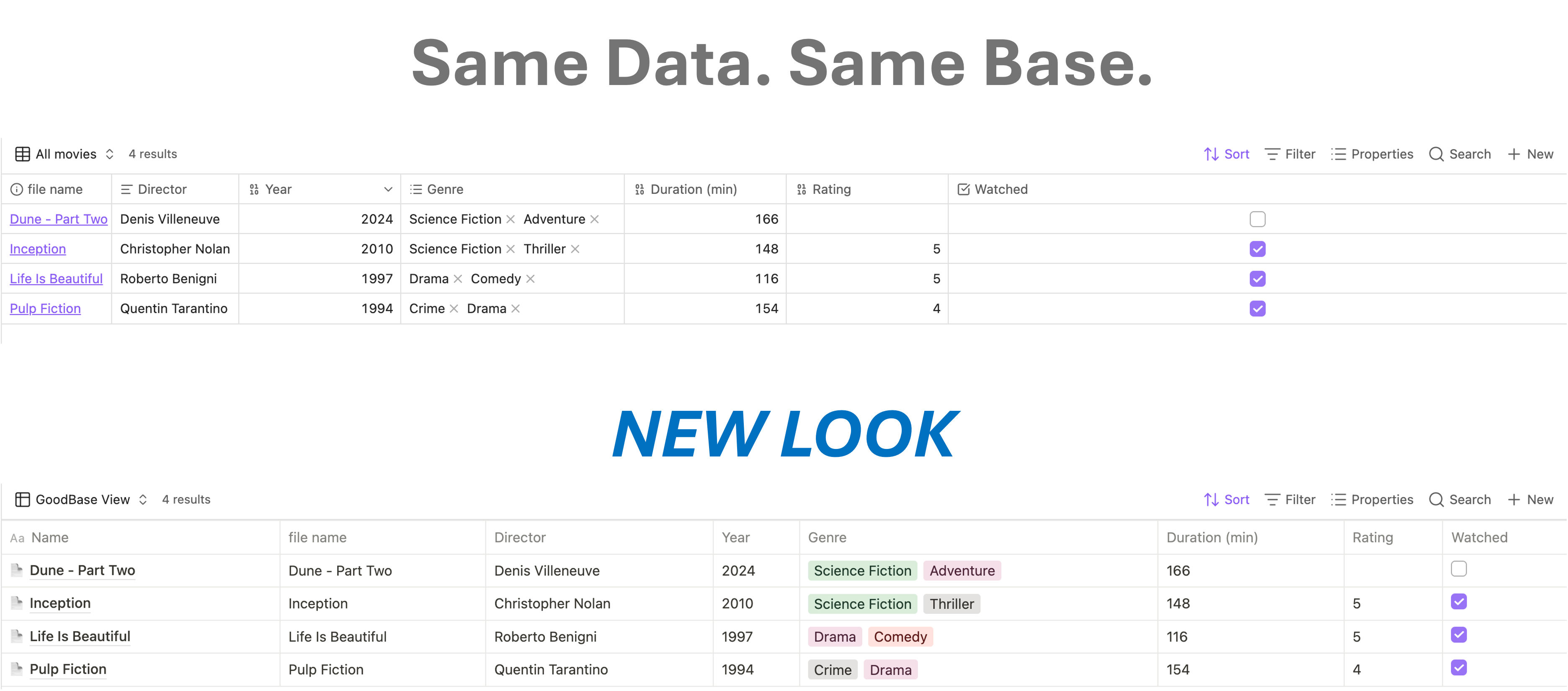 Extended Base — Notion-style table view
