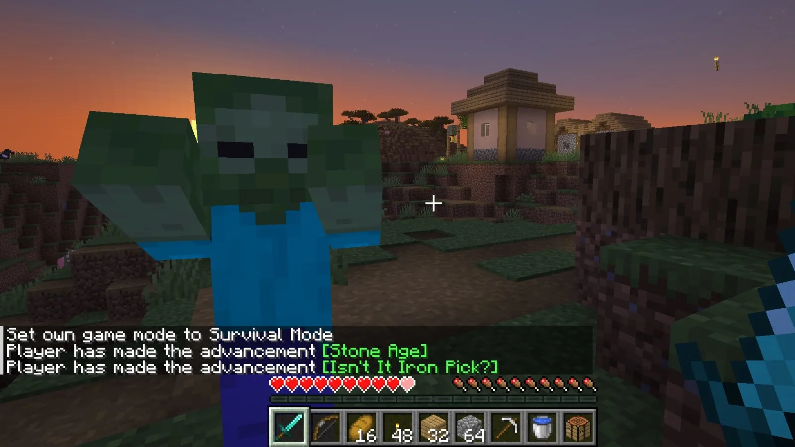 Survival at dusk: a zombie attacks near the village