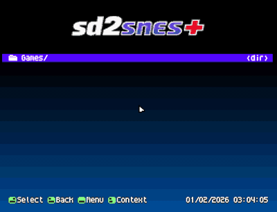 Browsing the menu with the SNES Mouse