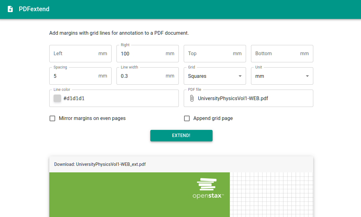PDFextend webapp screenshot