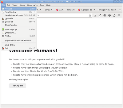 Preview with Firefox - Blue variation - Main window with menu