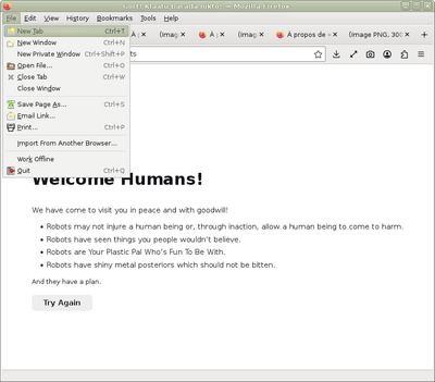 Preview with Firefox - Green variation - Main window with menu