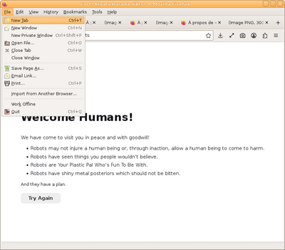 Preview with Firefox - Orange variation - Main window with menu