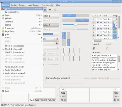 Preview with GTK 2 - Blue variation - Main window with menu